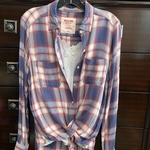 Mossimo Supply Co. Red and Blue Plaid Button Down Shirt